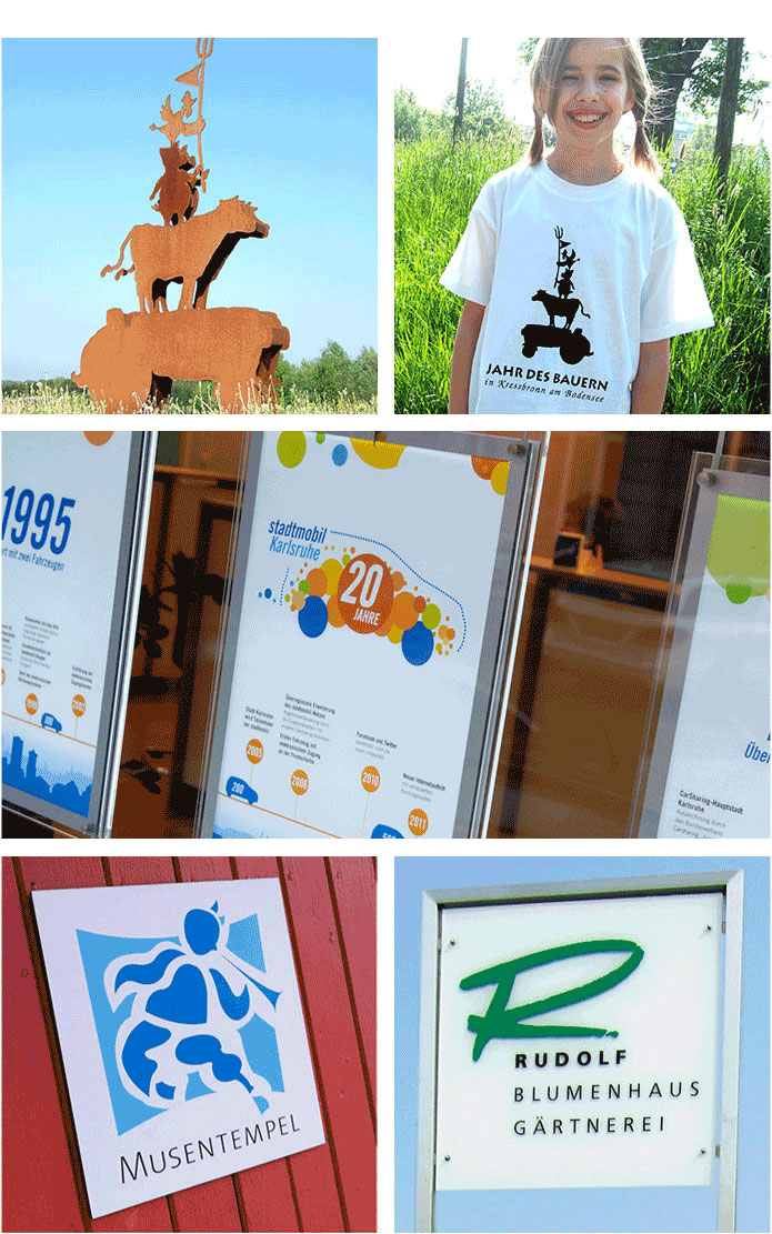 Anwendungsbeispiele fuer Logos von Feierabend Design